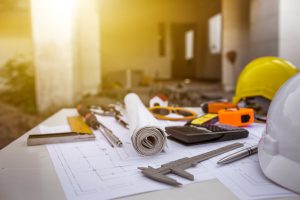 Construction equipment on a table